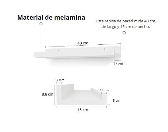 REPISA FLOTANTE CON BORDE DE MELAMINA MINIMALISTA 40 CM - 4