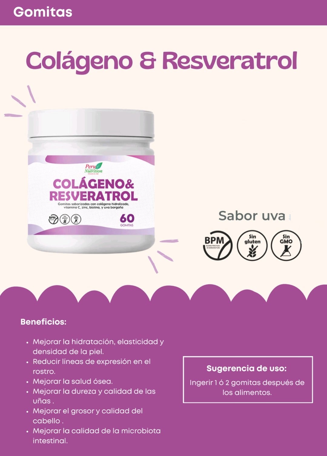 COLÁGENO Y RESVERATROL EN GOMITAS BY PERU NUTRITION - 3
