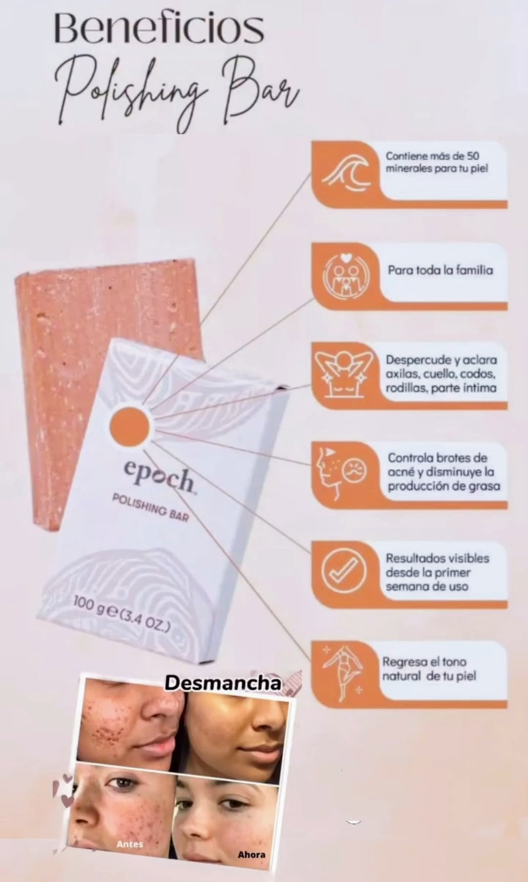 EPOCH POLISHING BARRA EXFOLIANTE (PACK 3 UNID) - NU SKIN - USA!!! PARA UNA PIEL SIN MANCHAS NI ACNE - 2