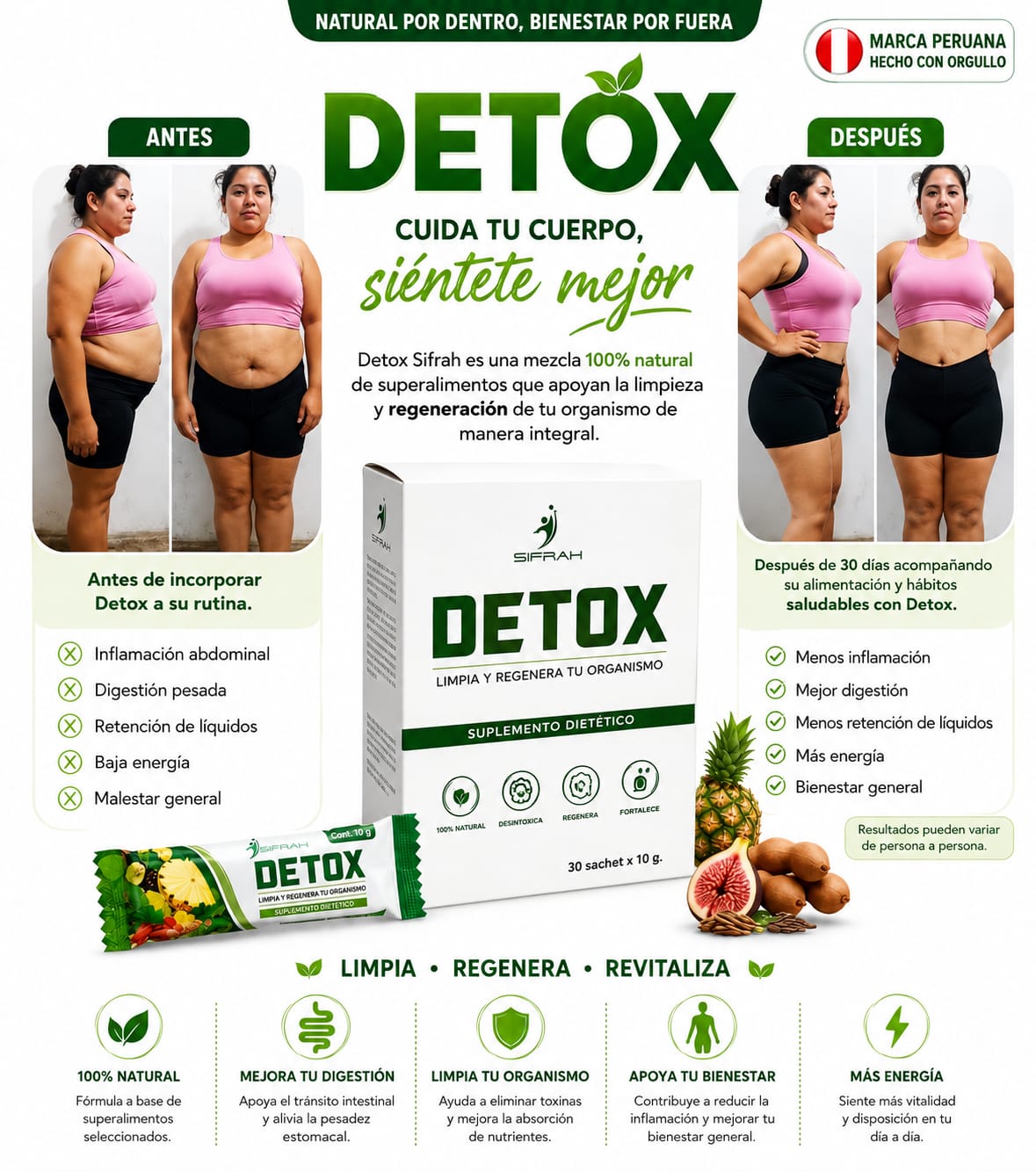 DETOX - 100% NATURAL, DESINTOXICA, REGENERA Y ADELGAZA - 30 SACHET - 1