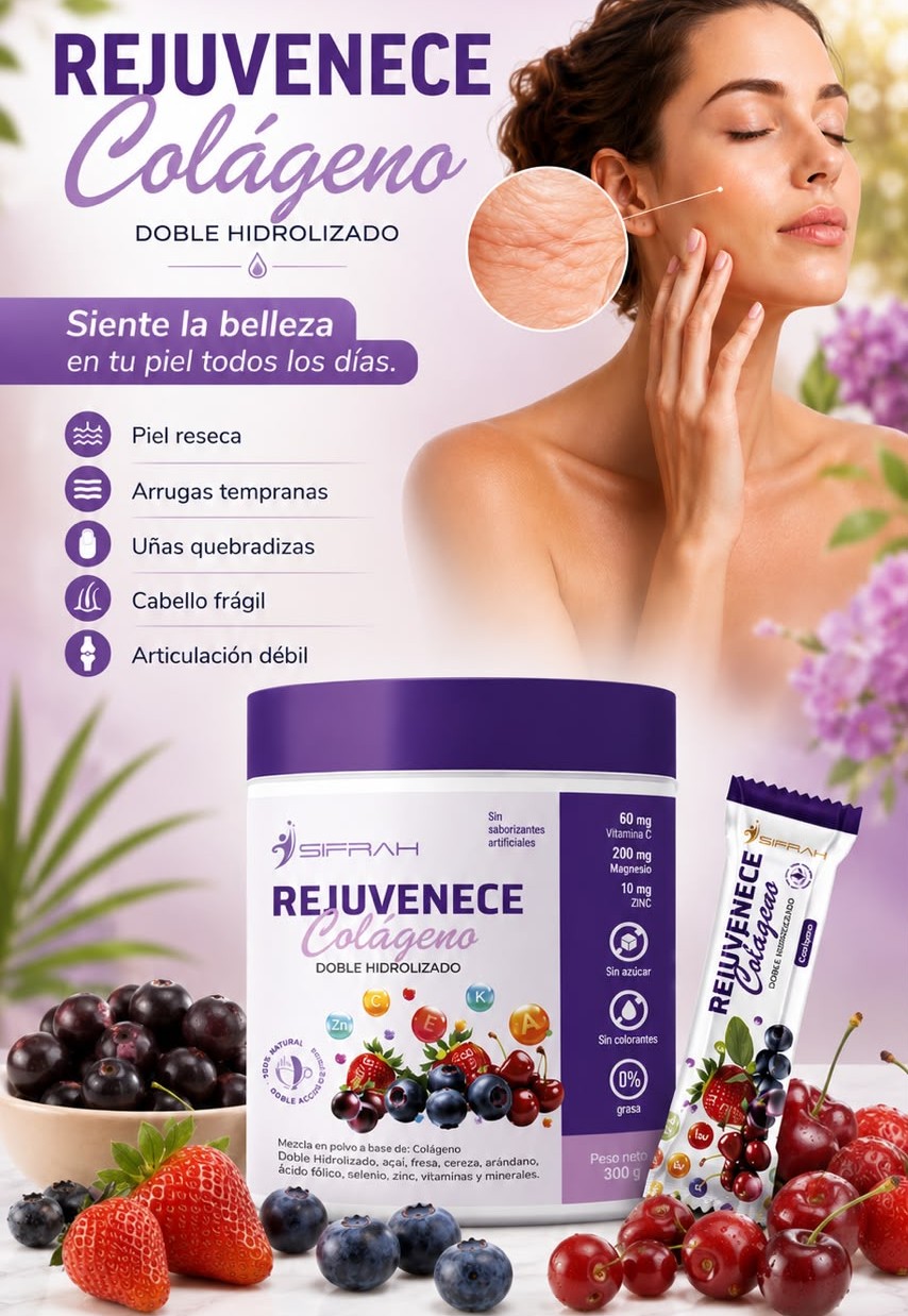 COLAGENO REJUVENECE CON BIOPEPTIDOS ACTIVOS - DOBLEMENTE HIDROLIZADO !!!! - POTE - 1