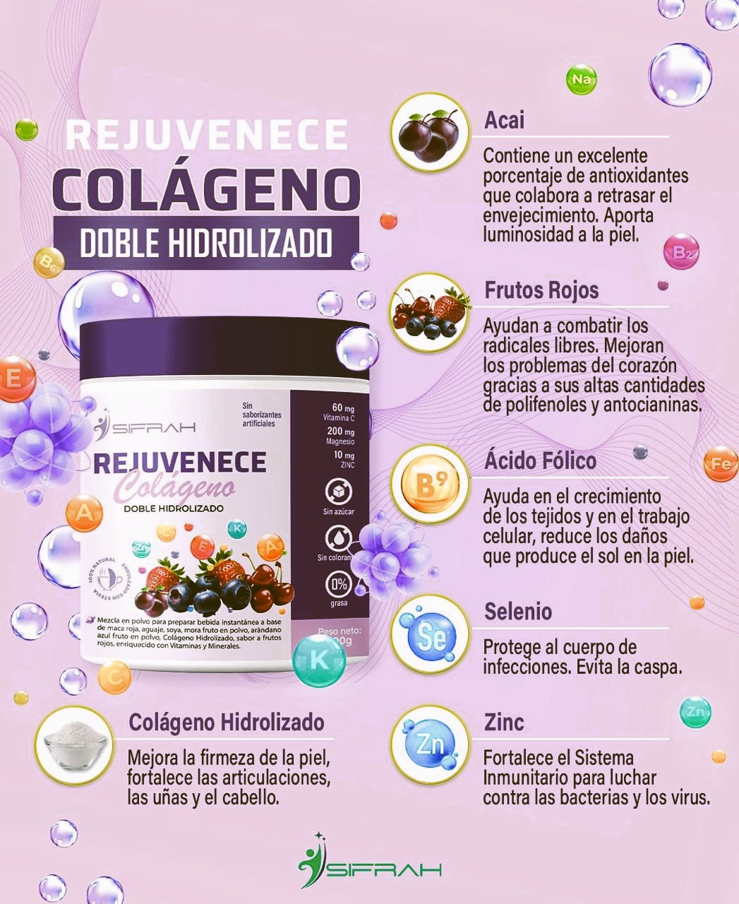 COLAGENO REJUVENECE CON BIOPEPTIDOS ACTIVOS - DOBLEMENTE HIDROLIZADO !!!! - POTE - 2