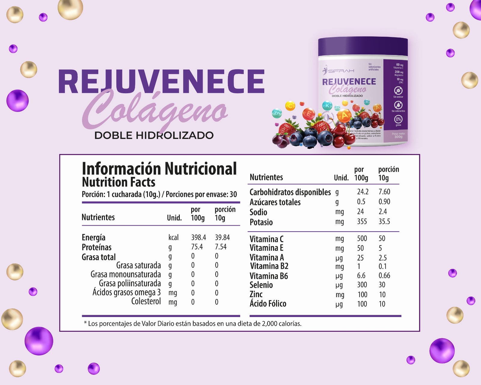 COLAGENO REJUVENECE CON BIOPEPTIDOS ACTIVOS - DOBLEMENTE HIDROLIZADO !!!! - POTE - 3