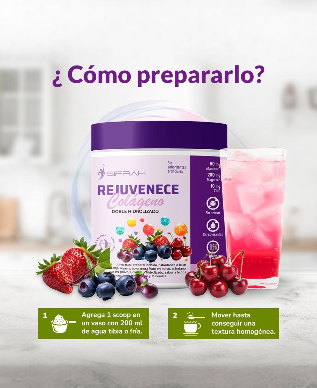 COLAGENO REJUVENECE CON BIOPEPTIDOS ACTIVOS - DOBLEMENTE HIDROLIZADO !!!! - POTE - 4