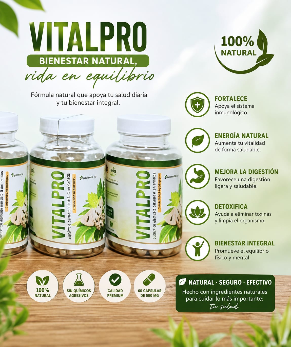 VITALPRO - SEMILLAS DE MORINGA CON HOJA DE GUANABANA - POTENTE ANTIOXIDANTE (100 CAP) - 4