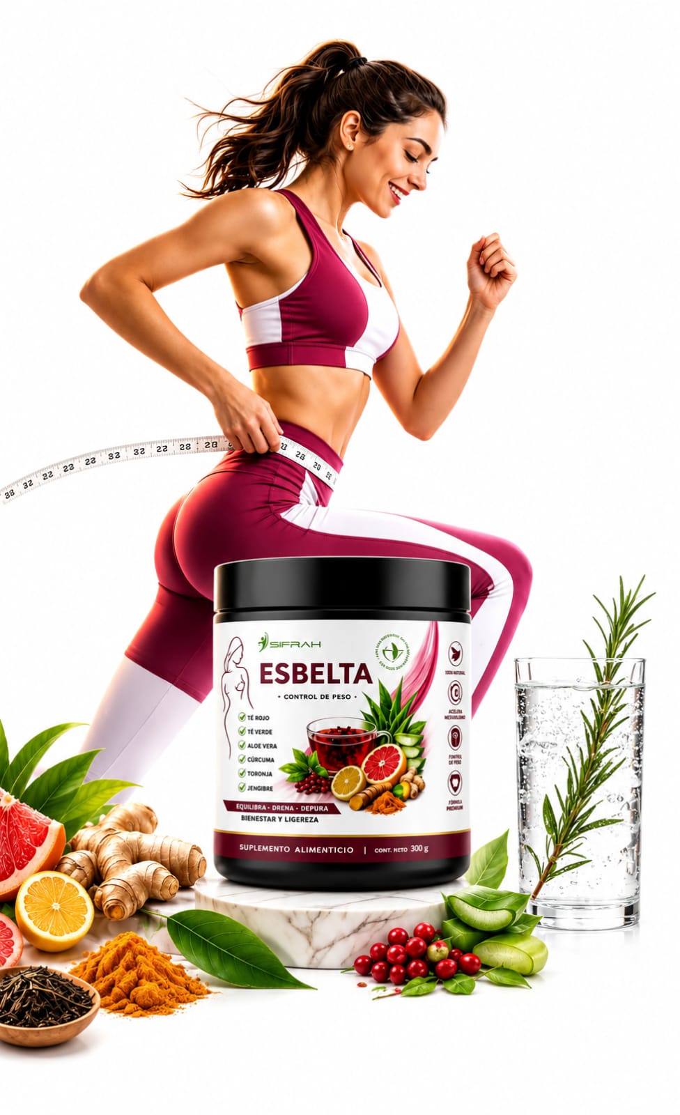 TE VERDE  ESBELTA (REDUCE MEDIDAS/CONTROLA TU PESO (TE VERDE - TE ROJO - TE NEGRO - TORONJA - JENJIBRE-  GINSENG) - 10