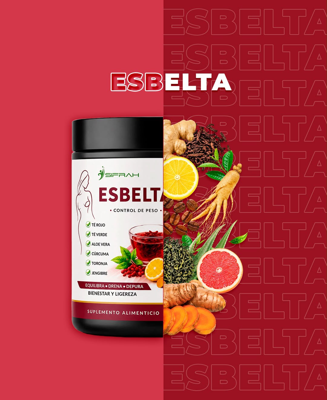 TE VERDE  ESBELTA (REDUCE MEDIDAS/CONTROLA TU PESO (TE VERDE - TE ROJO - TE NEGRO - TORONJA - JENJIBRE-  GINSENG) - 4