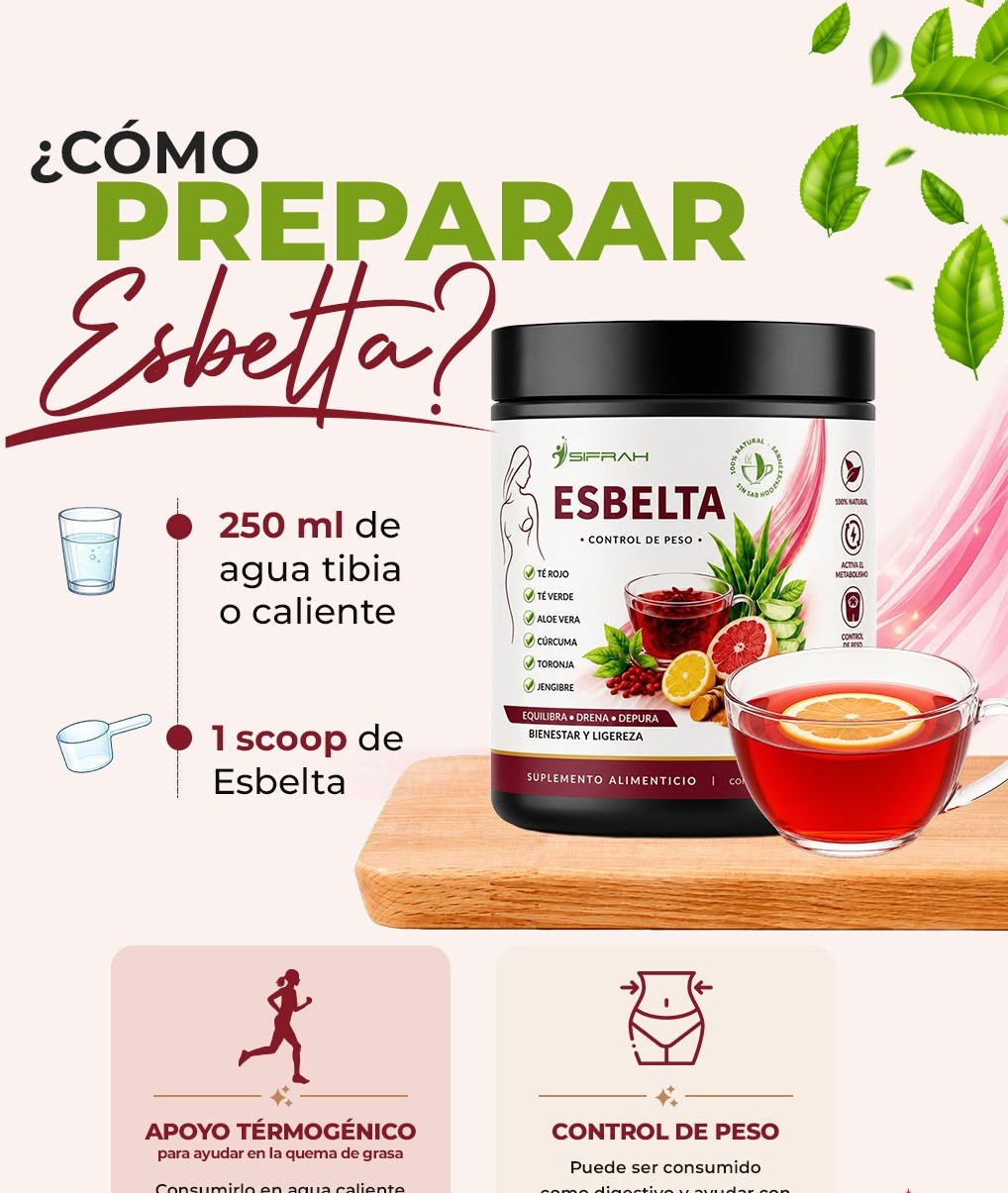TE VERDE  ESBELTA (REDUCE MEDIDAS/CONTROLA TU PESO (TE VERDE - TE ROJO - TE NEGRO - TORONJA - JENJIBRE-  GINSENG) - 5