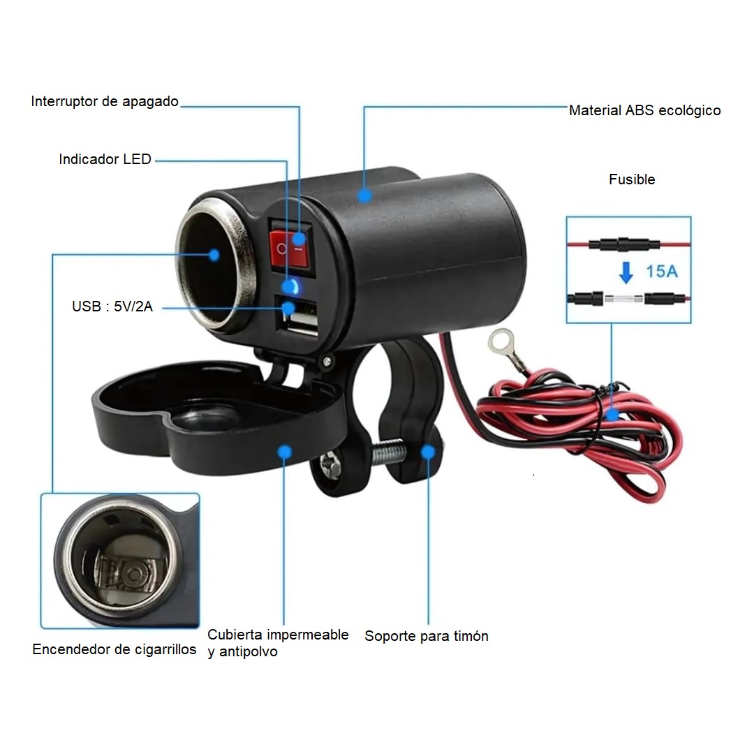 CARGADOR PARA CELULAR DE MOTO BOSSNEY BS-E6723 - 4