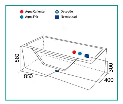 JACUZZI HIDROPLUS RECTANGULAR ARIANA BLANCO MEDIDA 80 X 170 - 6