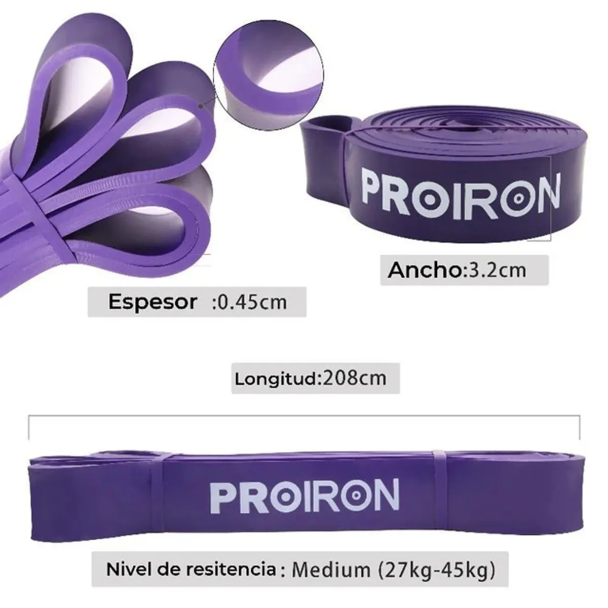 BANDA RESISTENCIA PROIRON CROSSFIT MEDIUM MORADO - 2