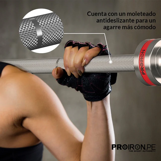 BARRA OLÍMPICA PROIRON PRO 450KG 280MM 220CM 8 BUJES - 4