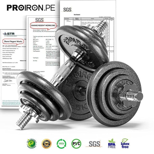 JUEGO MANCUERNAS PROIRON AJUSTABLE HIERRO FUNDIDO 20KG - 4
