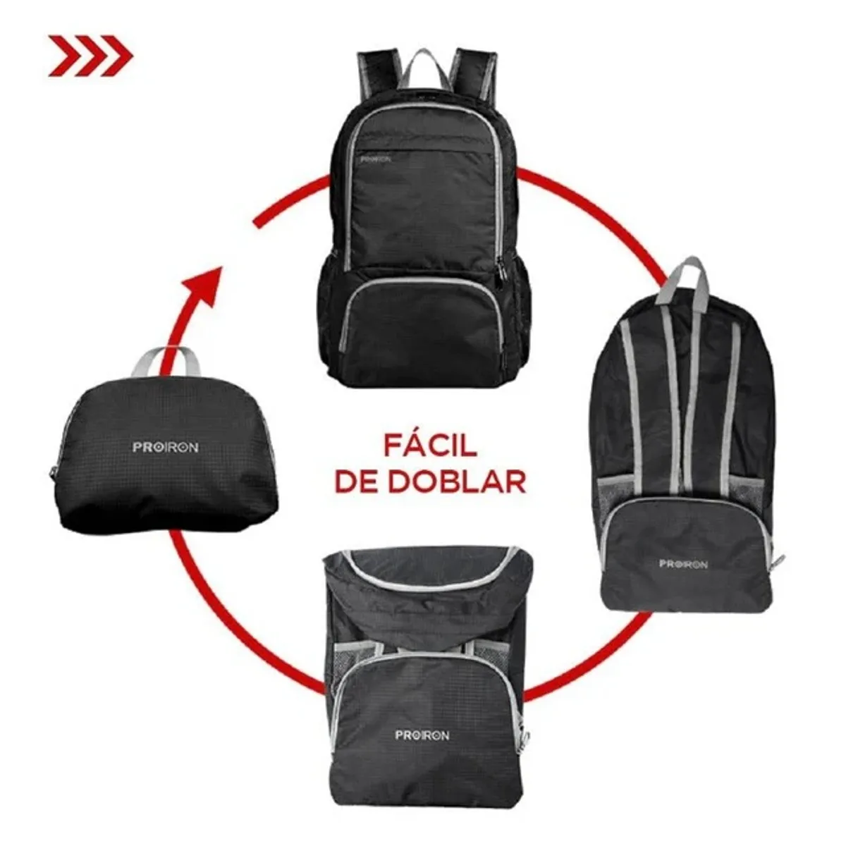 MOCHILA PROIRON AZUL PLEGABLE ULTRALIGERA - 2