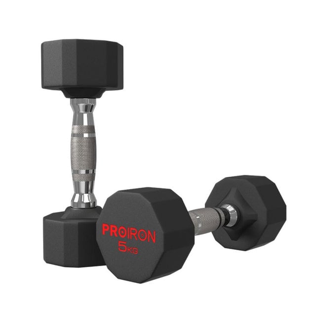 PAR MANCUERNAS PROIRON DODECAGONAL CAUCHO 5KG - 1