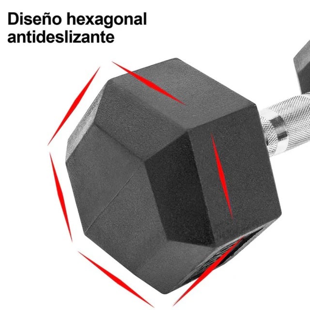 PAR MANCUERNAS PROIRON HEXAGONAL CAUCHO 10KG - 3