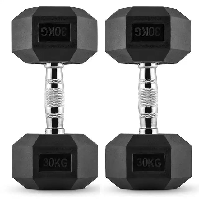 PAR MANCUERNAS PROIRON HEXAGONAL CAUCHO 30KG - 1