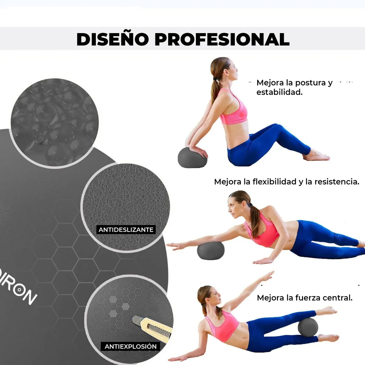 PELOTA DE PILATES DE 25CM NEGRO - 2