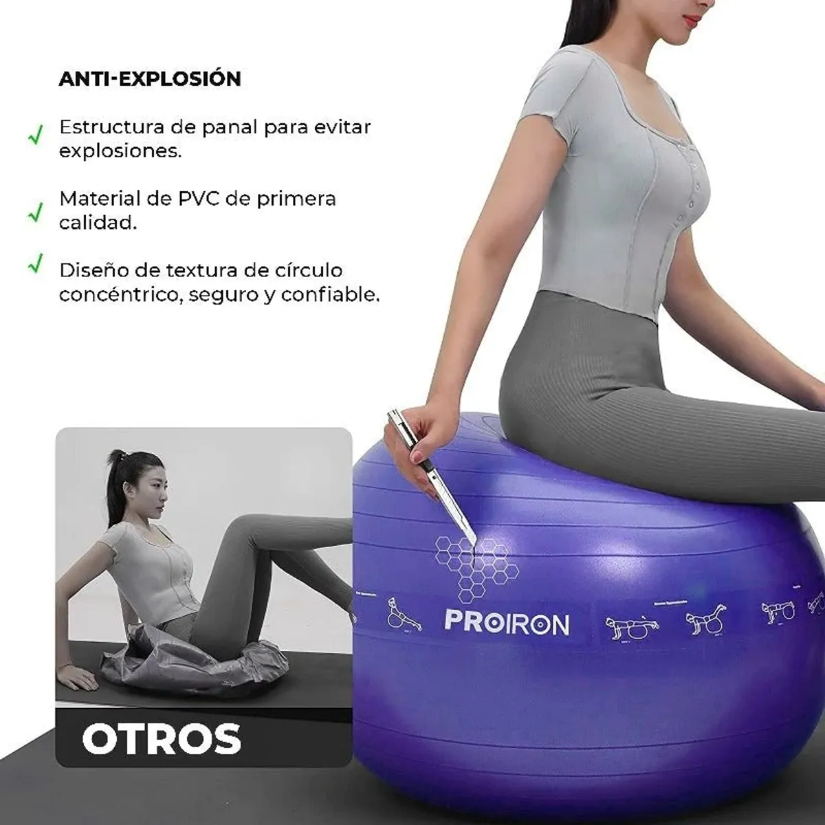 PELOTA YOGA Y PILATES PROIRON 65CM - 3