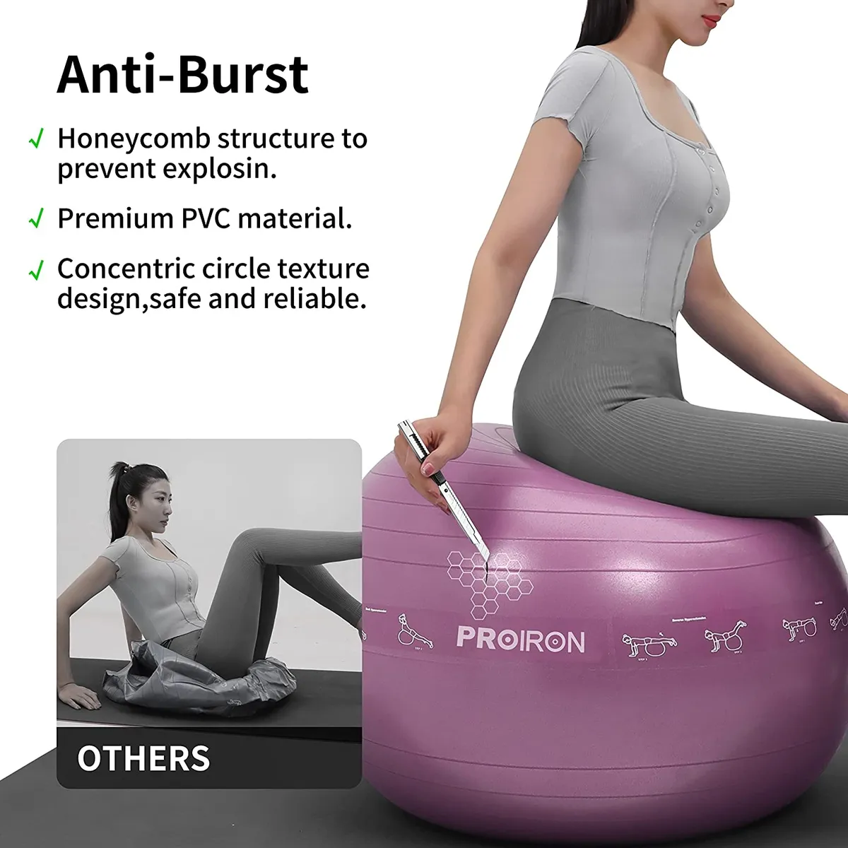 PELOTA YOGA Y PILATES PROIRON 65CM - 3