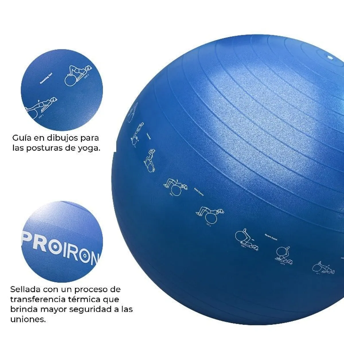 PELOTA YOGA Y PILATES PROIRON 65CM CELESTE - 2