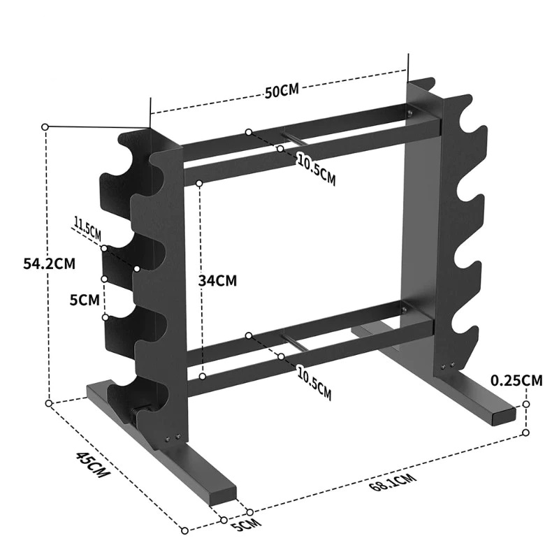 RACK PROIRON ACERO COMPACTO MANCUERNAS Y PESAS RUSAS - 2