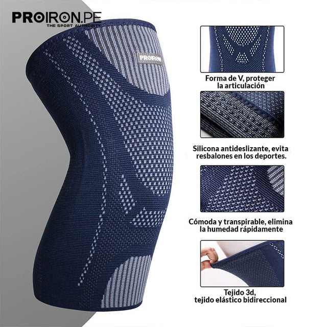 RODILLERA PROIRON AZUL COMPRESIÓN CON GEL Y ESTABILIZADORES LATERALES EN FORMA U - 6