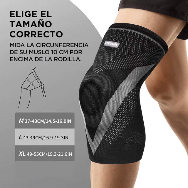 RODILLERA PROIRON NEGRO COMPRESIÓN CON GEL Y ESTABILIZADORES LATERALES EN FORMA V - 4