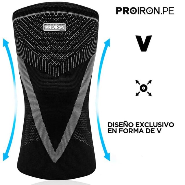 RODILLERA PROIRON NEGRO COMPRESIÓN CON GEL Y ESTABILIZADORES LATERALES EN FORMA V - 5