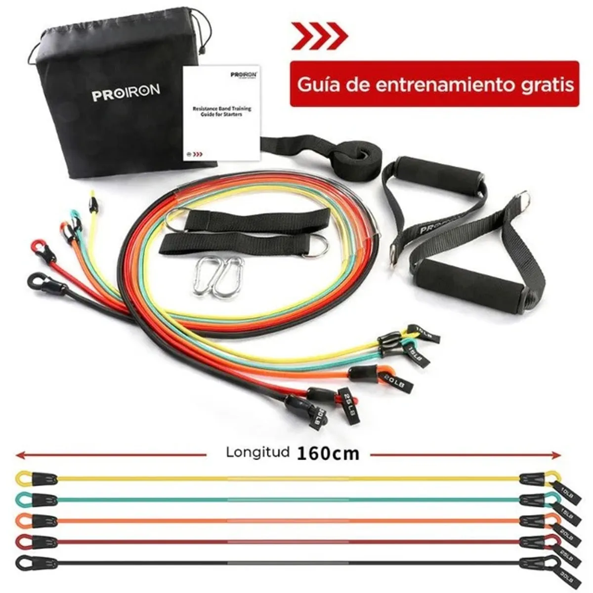 SET 5 LIGAS PROIRON RESISTENCIA TUBULARES MULTICOLOR - 2