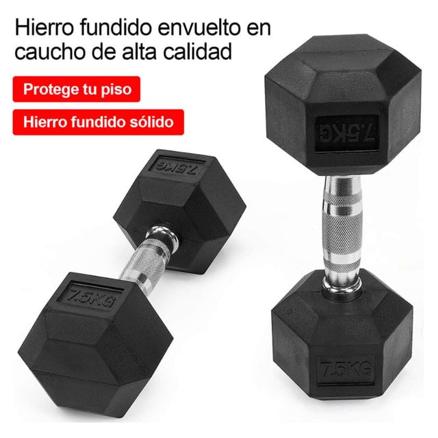 SET MANCUERNAS PROIRON HEXAGONALES 60KG + RACK ACERO 4 NIVELES - 4