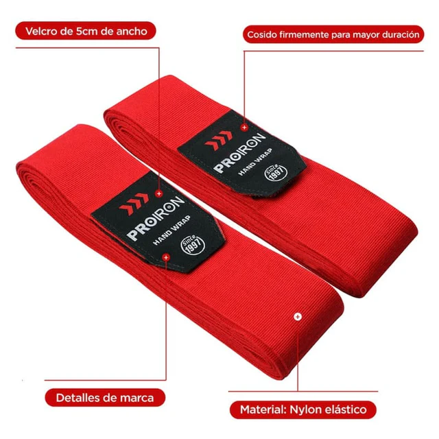 VENDAS SEMI ELÁSTICAS PARA ENTRENAMIENTO DE BOXEO 4.5 M ROJO - 3