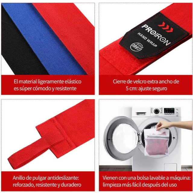 VENDAS SEMI ELÁSTICAS PARA ENTRENAMIENTO DE BOXEO 4.5 M ROJO - 5