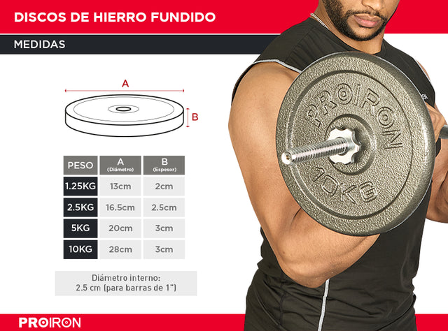 DISCOS DE HIERRO FUNDIDO PROIRON 2 X 10KG - 2