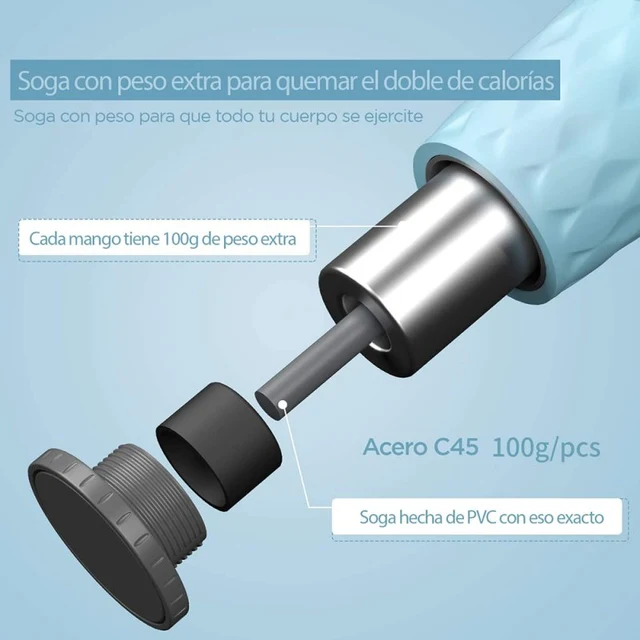 SOGA PARA SALTAR O JUMP ROPE CON PESO CELESTE - 4