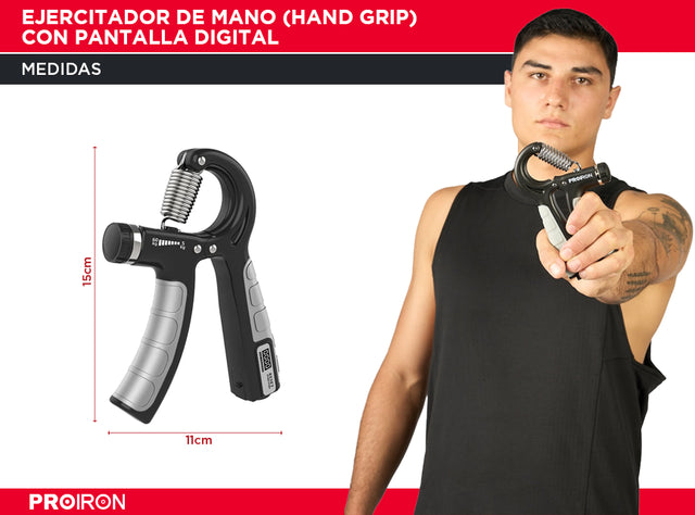 EJERCITADOR DE MANO HAND GRIP CON PANTALLA DIGITAL NEGRO CON GRIS - 2