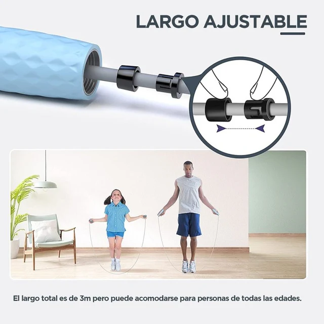 SOGA PARA SALTAR O JUMP ROPE CON PESO GRIS - 6