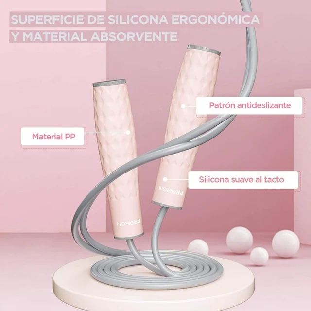 SOGA PARA SALTAR O JUMP ROPE CON PESO ROSADO - 2