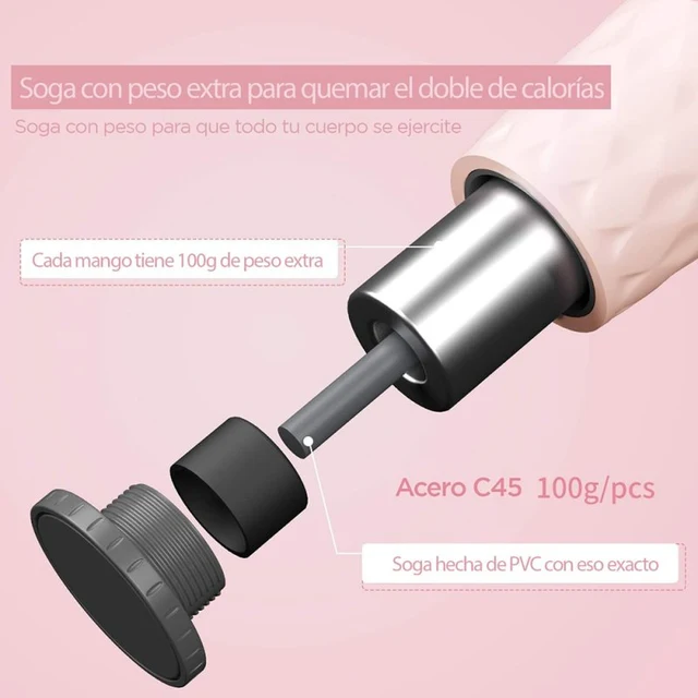 SOGA PARA SALTAR O JUMP ROPE CON PESO ROSADO - 3