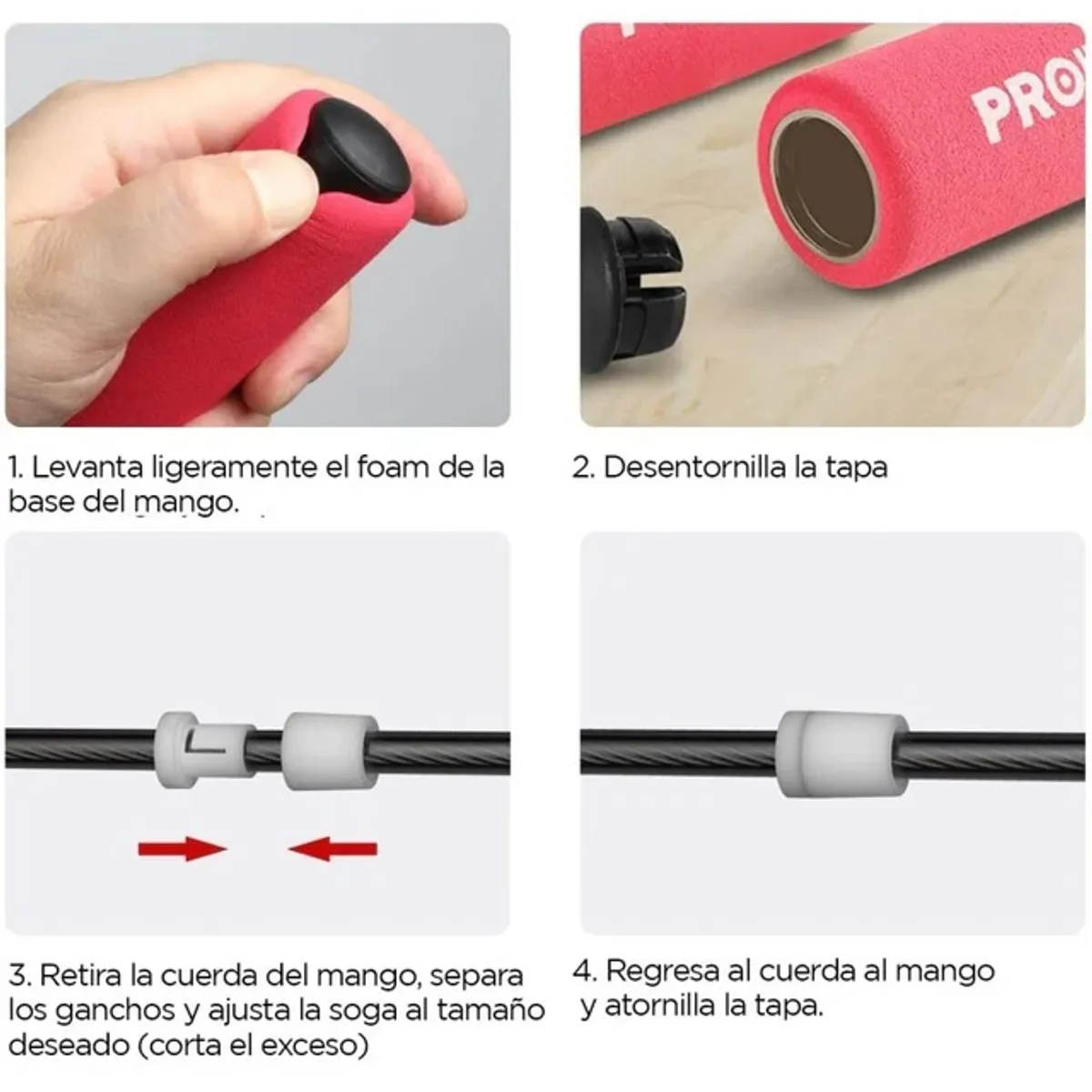 SOGA PARA SALTAR O JUMP ROPE CON MANGO FOAM ROSADO - 2