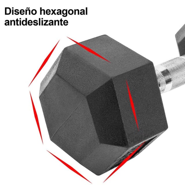 SET DE MANCUERNAS HEXAGONALES DE 225KG + RACK DE ACERO - 2
