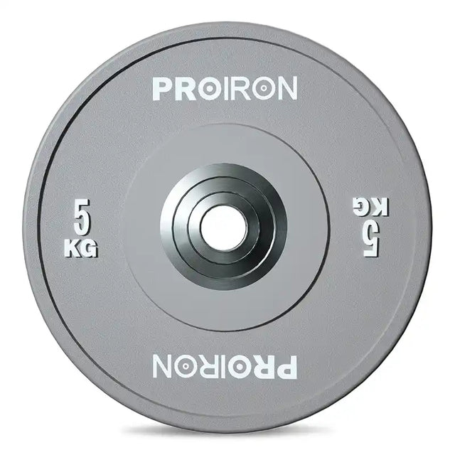 PAR DE DISCOS OLÍMPICOS CALIBRADOS DE CAUCHO 5KG GRIS - 1