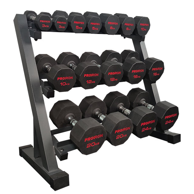 SET DE MANCUERNAS DODECAGONALES DE 196KG + RACK DE ACERO - 1