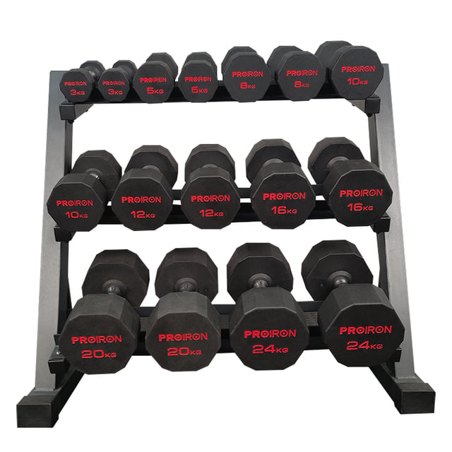 SET DE MANCUERNAS DODECAGONALES DE 196KG + RACK DE ACERO - 3
