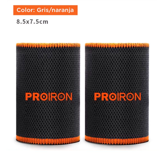 MUÑEQUERA DEPORTIVA DE FIBRA REFRESCANTE GRIS Y NARANJA PAR - 2