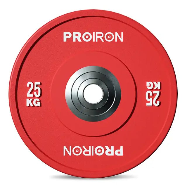 PAR DE DISCOS OLÍMPICOS CALIBRADOS DE CAUCHO 25KG ROJO - 1