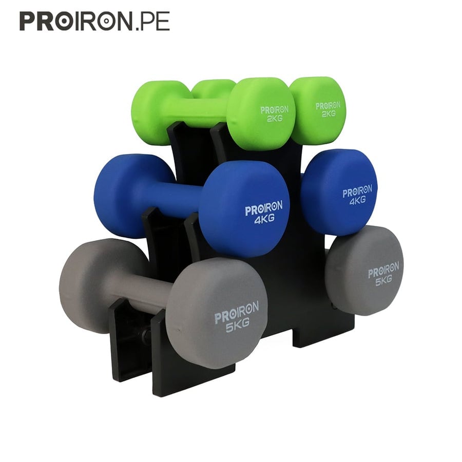 SET DE MANCUERNAS DE NEOPRENO DE 2KG 4KG Y 5KG + RACK - 1