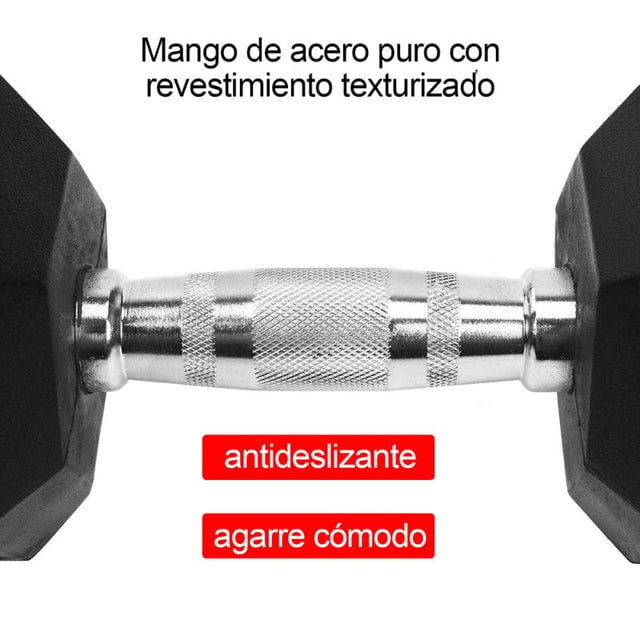 SET DE MANCUERNAS HEXAGONALES DE 195KG + RACK DE ACERO - 4