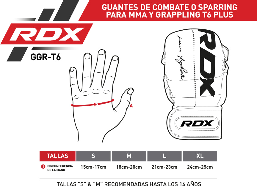 GUANTES DE COMBATE PARA MMA Y GRAPPLING T6 PLUS AZUL - M - 2