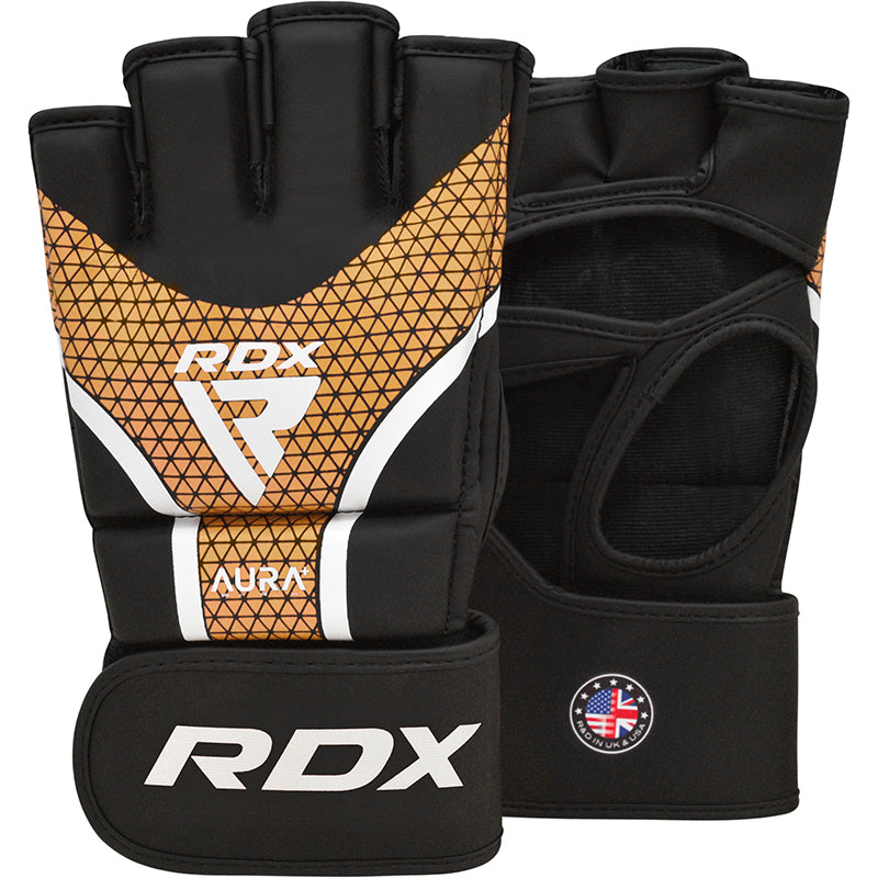 GUANTES DE MMA PARA ENTRENAMIENTO Y GRAPPLING AURA PLUS T17 DORADO- M - 1